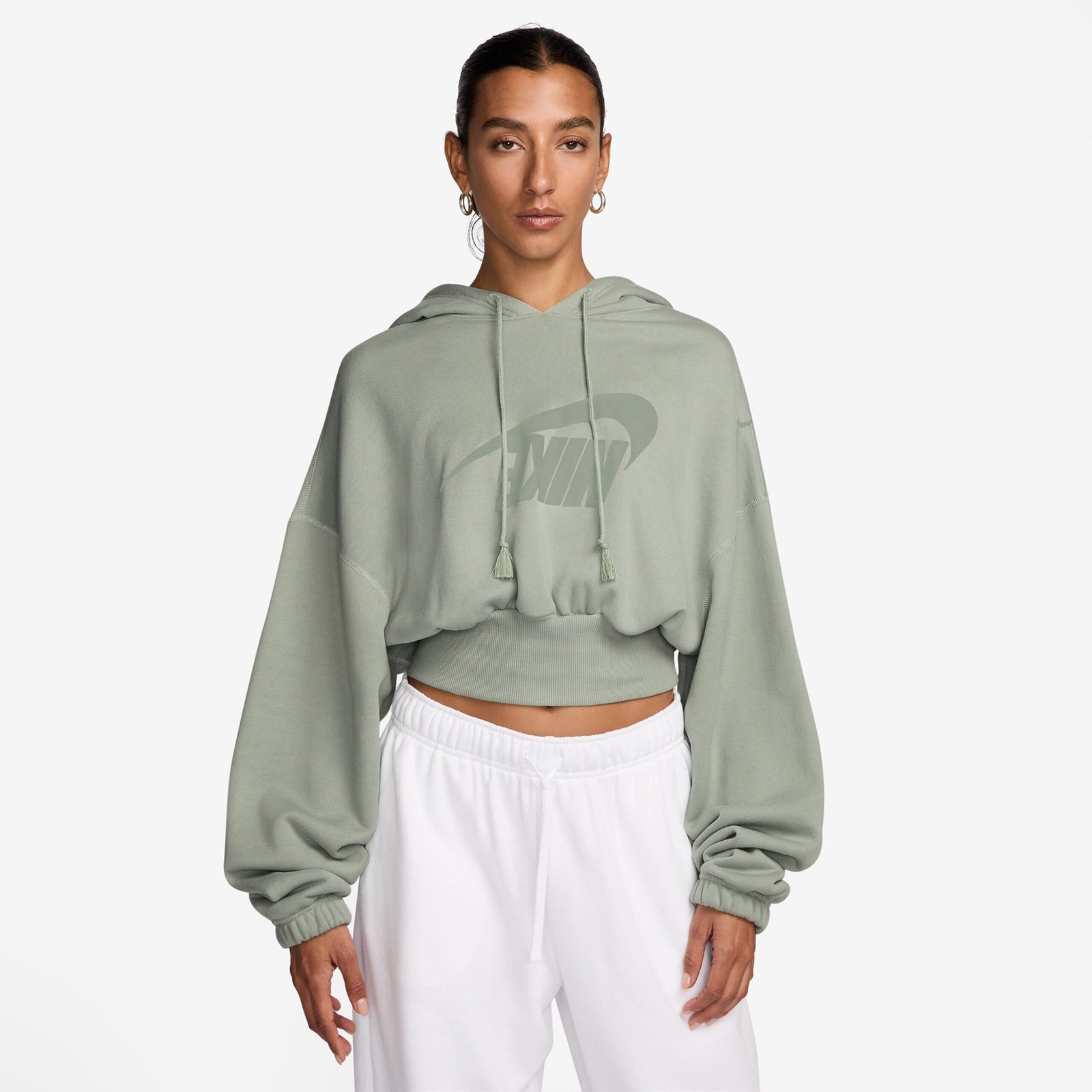 Nike - سویشرت ورزشی زنانه نایک سایز بزرگ مدل Fleece Cropped - تصویر 8