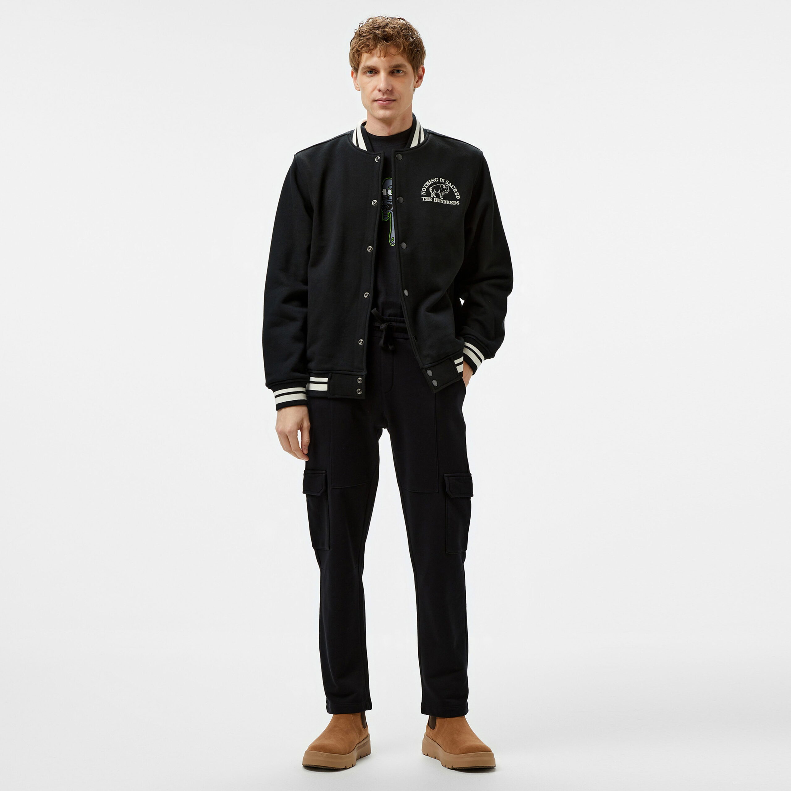 The Hundreds - کاپشن مشکی مردانه Team Fleece - تصویر 3