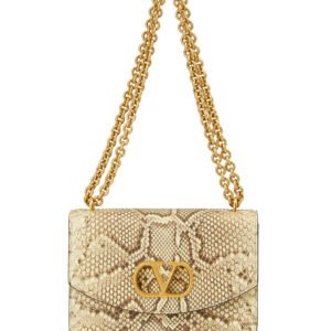 Valentino Garavani - کیف چرم زنانه طرح‌دار بژ ولنتینو گاراوانی