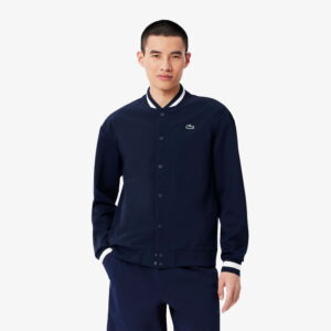 ژاکت یقه ماندارین چاپی مردانه Lacoste به رنگ سرمهای لاکوست