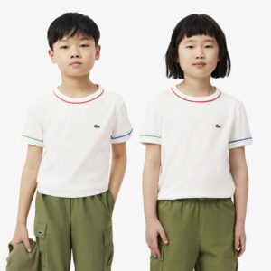 تیشرت کرم یقه گرد بچهگانه Lacoste