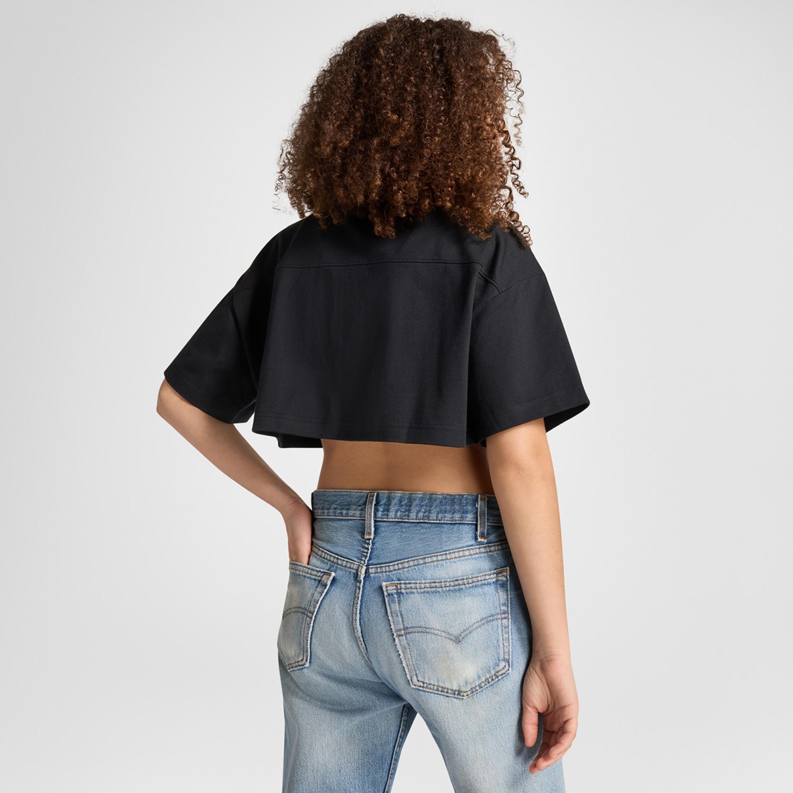 تیشرت مشکی زنانه کانورس مدل Sporty Cropped - تصویر 2