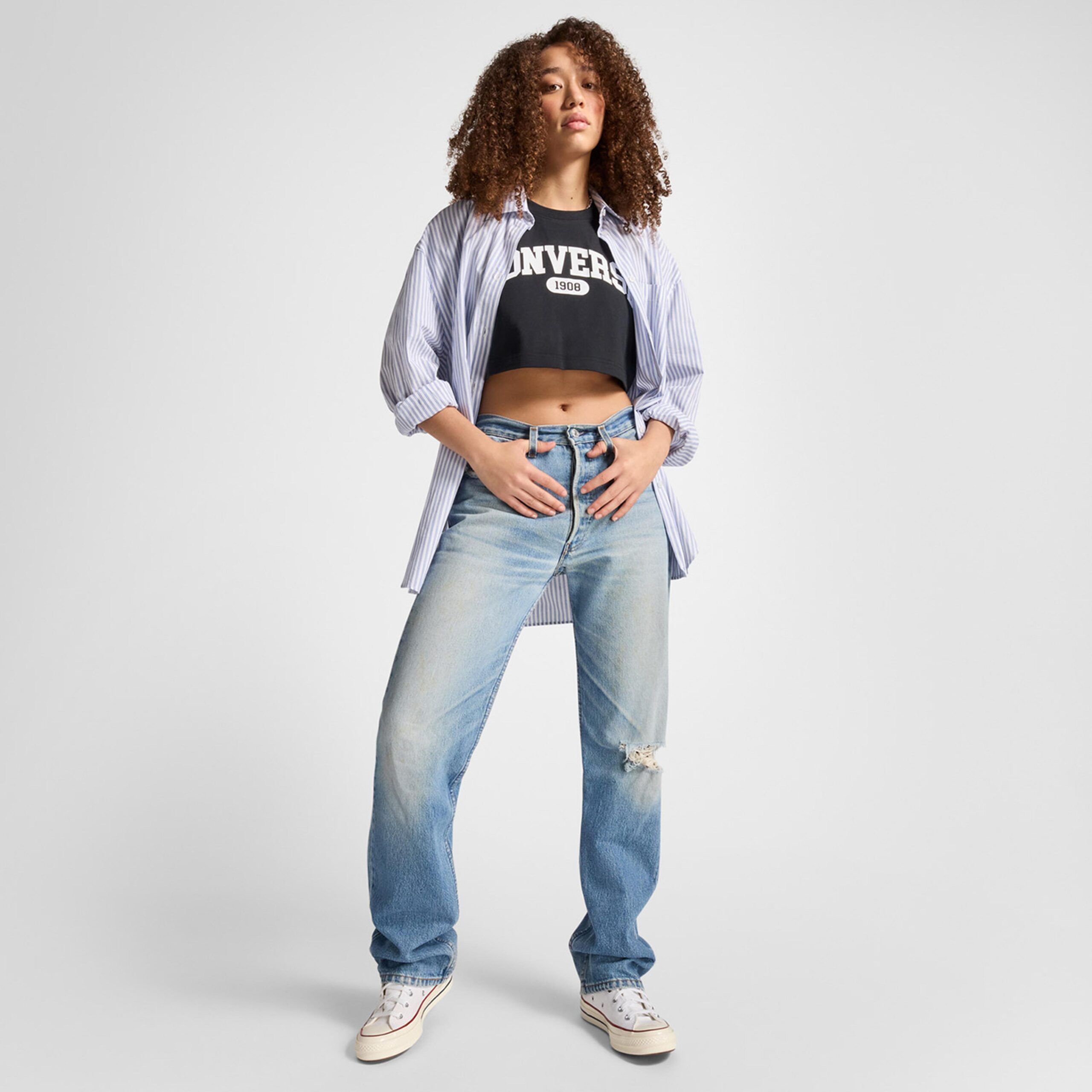 تیشرت مشکی زنانه کانورس مدل Sporty Cropped - تصویر 3
