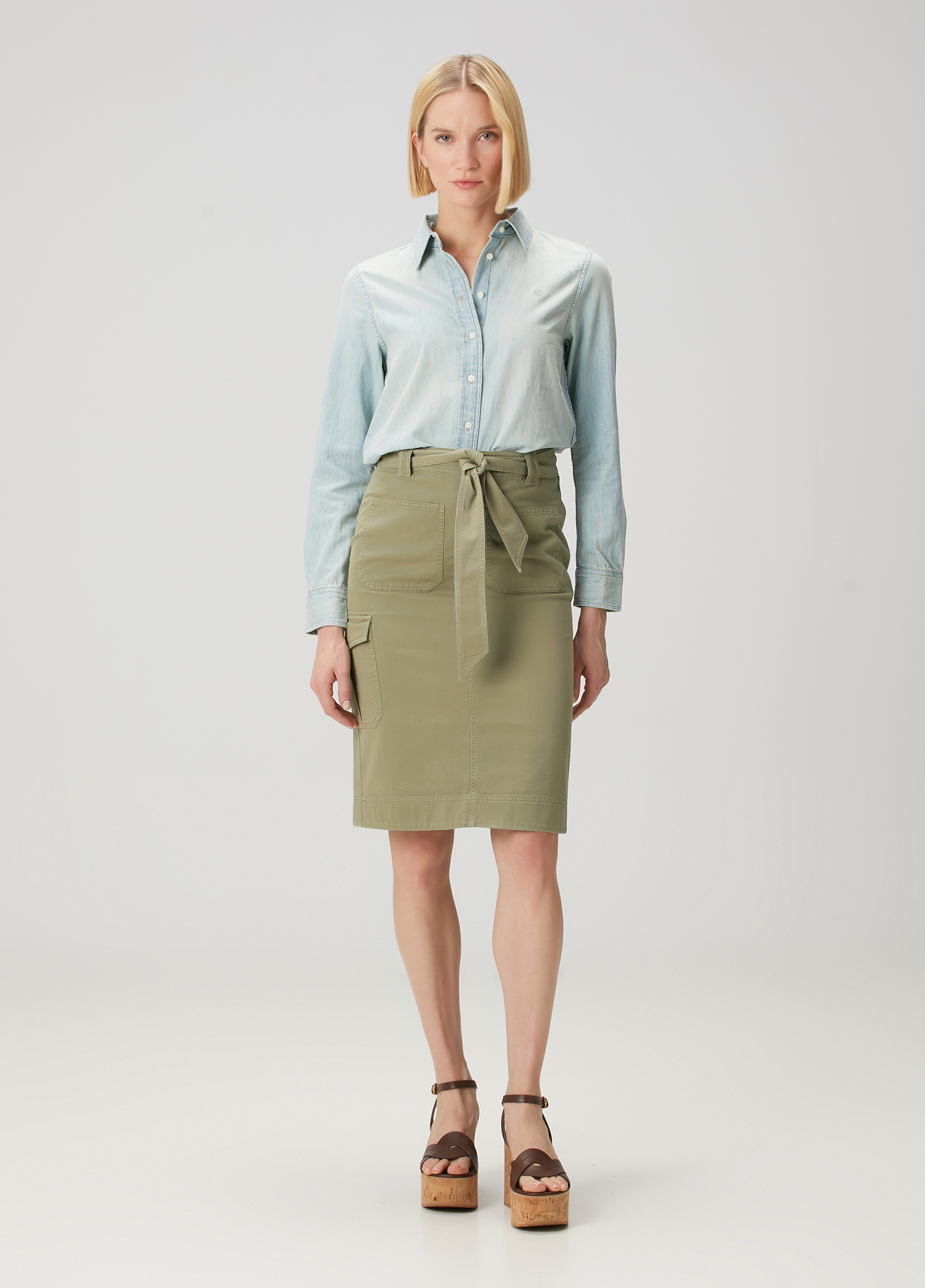 Lauren Ralph Lauren - دامن میدی خاکی