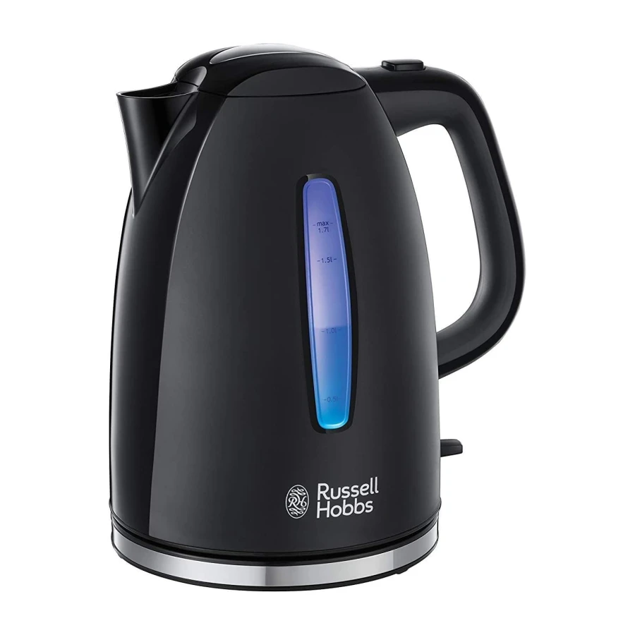 Russell Hobbs Bouilloire Electrique [Ultra rapide] Textures+ (1,7 L, 2400 W, Ouverture automatique, marsqueurs 1/2/3 tasses, Economie d'énergie, Eclairage LED, Filtre anticalcaire amovible) 22591-70