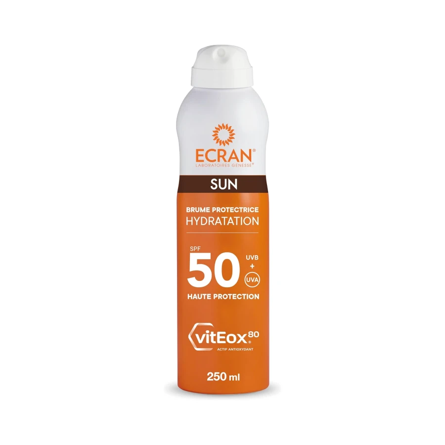 ECRAN® - Brume Protectrice Hydratante - Haute Protection - Technologie vitEox80 - Vitamine E - Protection UVA, UVB, Lumière Bleue, Coups de Soleil - Protection Solaire SPF 50 - Bronzage naturel