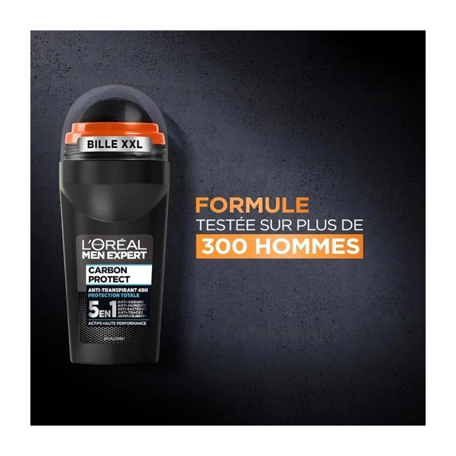L'Oréal Paris Men Expert Carbon Protect Déodorant Bille 50ml Lot de 6 | Protection 48h, Carbone absorbant, Anti-odeurs humidité bactéries, Séchage ultra rapide, Anti-traces jaunes et blanches