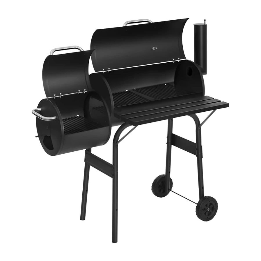 WOLTU CPZ8136sz Barbecue à charbon grill BBQ avec roues de transport 115x53x114cm,Noir