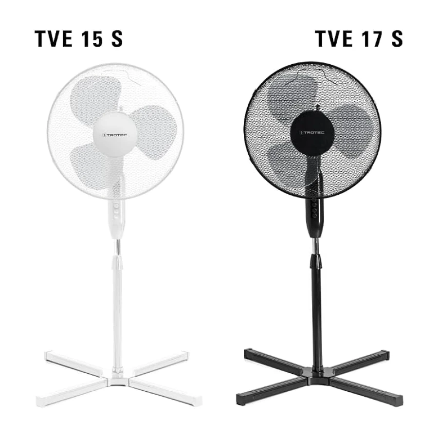 TROTEC Ventilateur sur pied TVE 17 S | Hauteur réglable entre 105 et 122 cm | Fonction d'oscillation automatique à 80° | Ventilateur à 3 vitesses | Puissance de 40 watts