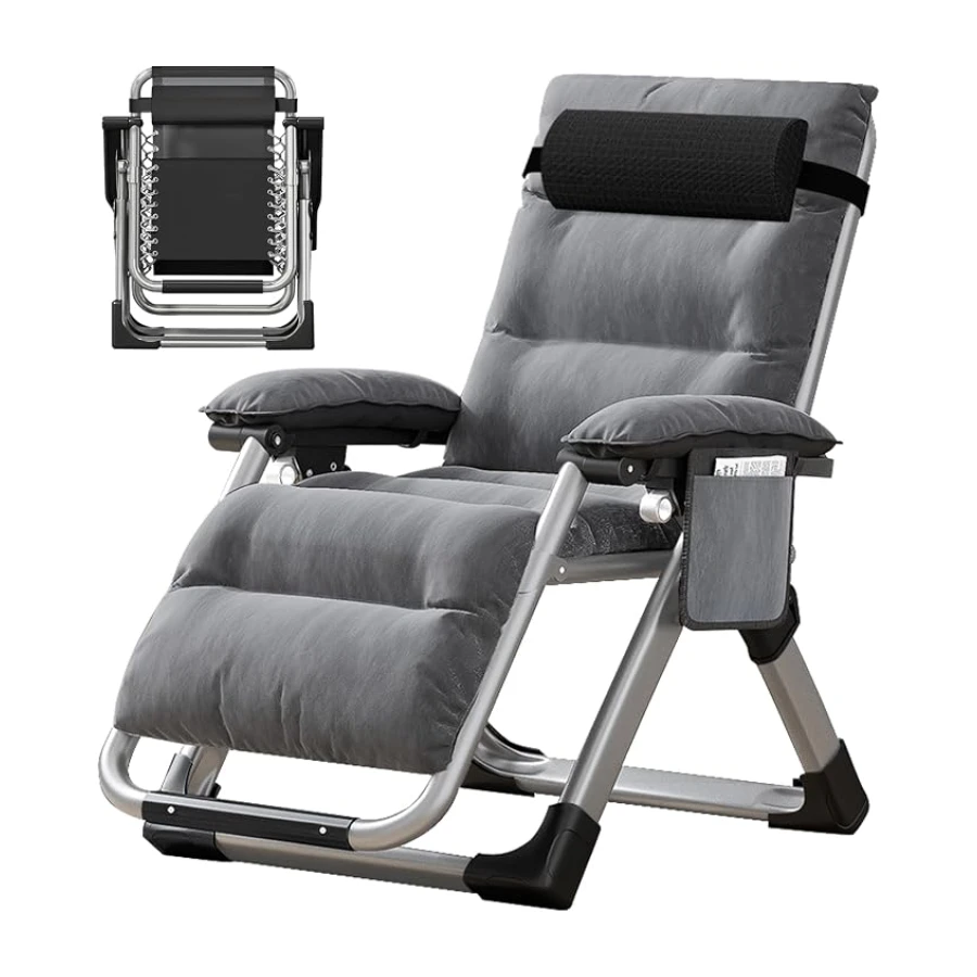 MOPHOTO Zero Gravity Chaise de Salon rembourrée d'extérieur avec Table d'appoint, Chaise inclinable d'extérieur, Robuste et Confortable, supporte jusqu'à 200 kg(Gris)