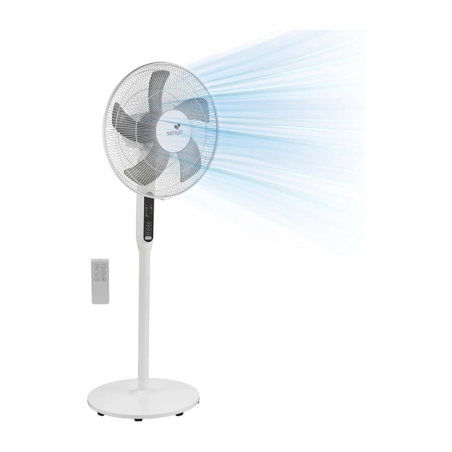 SENYA Silence & Cool – Ventilateur sur pied silencieux 120cm avec pales, 3 vitesses, 3 modes (nuit, naturel, normal), oscillation, tête orientable, télécommande et minuterie 7h
