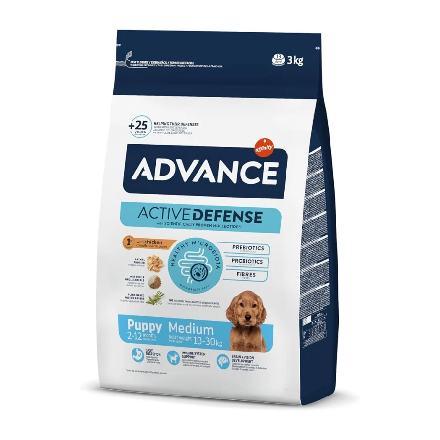 Advance Medium Puppy - Croquettes pour Chiens Puppy (2 à 15 mois) de Race Moyenne avec du Poulet - 3kg