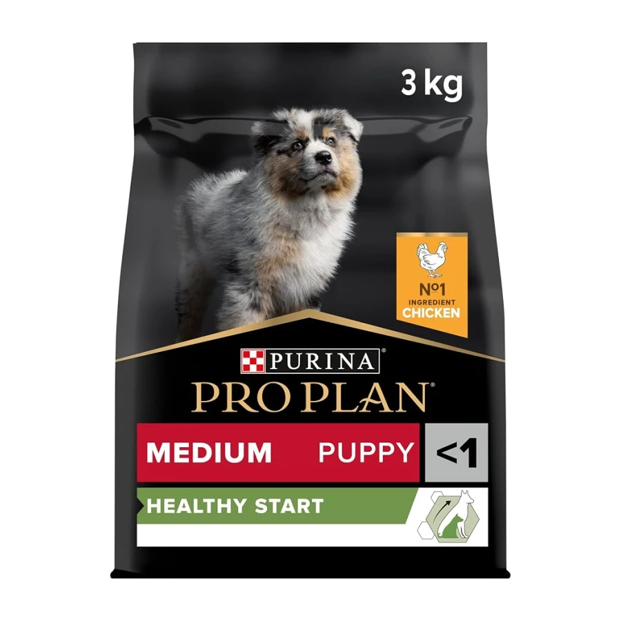 PURINA PRO PLAN | Healthy Start | Croquettes pour Chiot de moyenne taille | Renforce les défenses naturelles du chiot | Riche en Poulet | Sac | Lot de 4 x 3 Kg | Croquettes Chiot Taille Moyenne Enregistrerur Poulet - Enrichi en colostrum pour une croissance sain