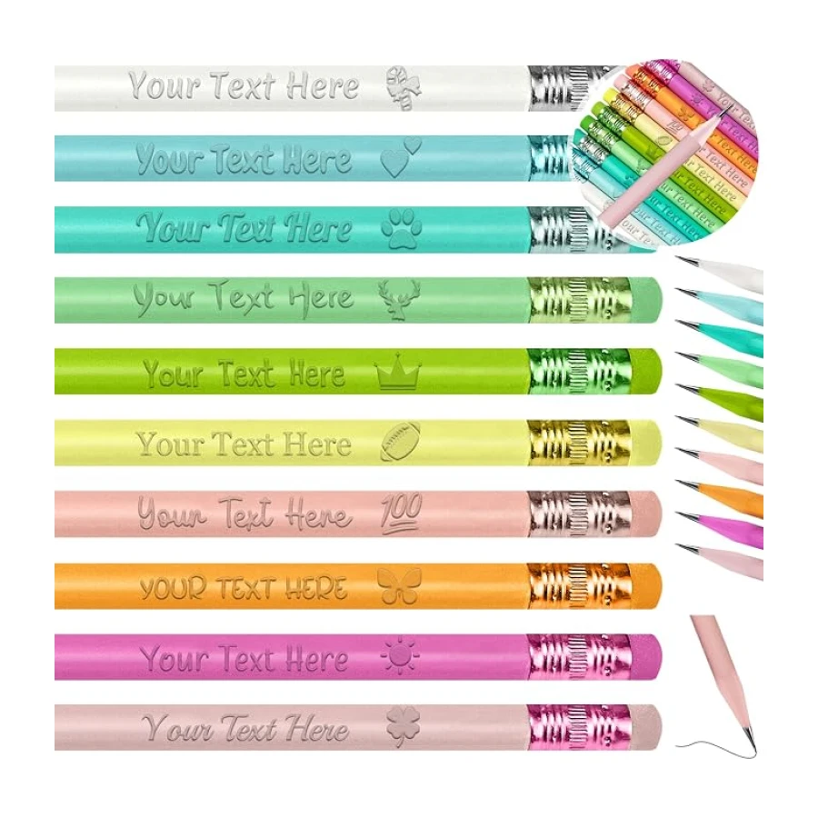 10PCS Crayons Personnalisés Imprimés avec Votre nom Texte Logo Personnalisé Gravé #2 Crayon Triangulaire Fournitures de Rentrée Scolaire Cadeaux pour Étudiants Enseignants