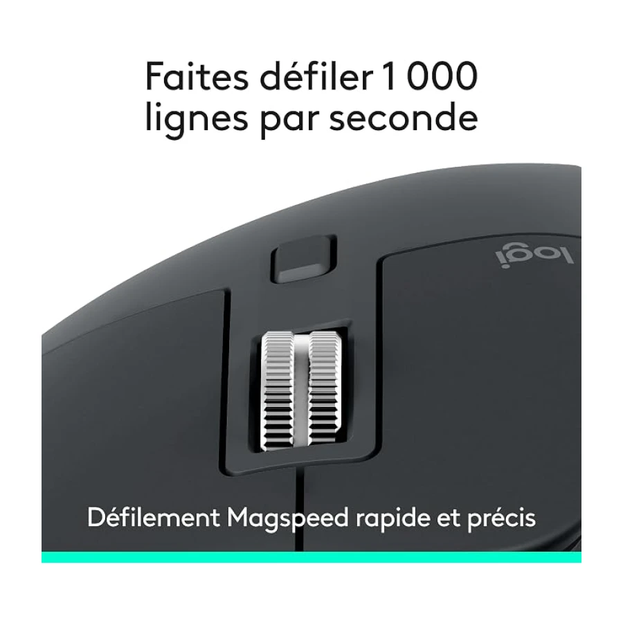 Logitech MX Master 3S - Souris sans Fil performante (Graphite) | Scorrimento ultraveloce, Ergo, 8000 DPI, tracciamento su vetro, clic discreti, Bluetooth, Windows, Linux, Chrome - Graphite