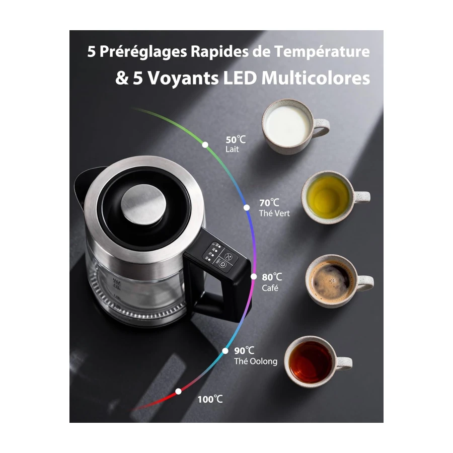 Aigostar Bouilloire Electrique Temperature Reglable, Sans BPA