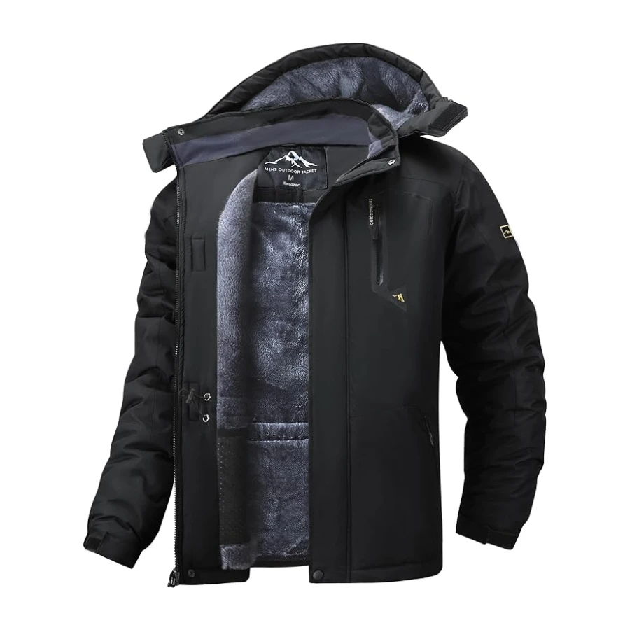 Tansozer Homme Veste de Ski d'Hiver Coupe-Vent et Imperméable Manteaux avec Capuche Amovible
