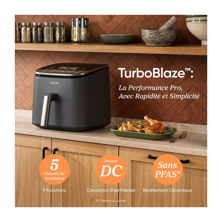 osori Air Fryer 6L TurboBlaze Revêtement en Céramique sans PFAS 9-en-1