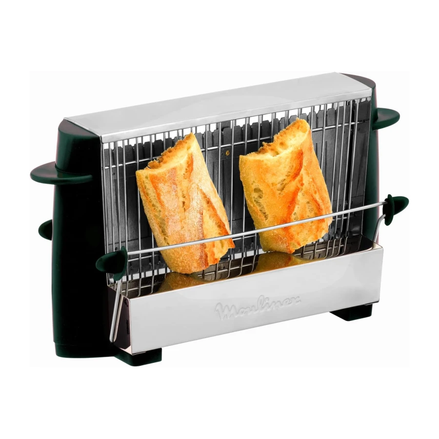 Moulinex - Grille-pain Vintage 4 tranches - Design ouvert - Inox et noir