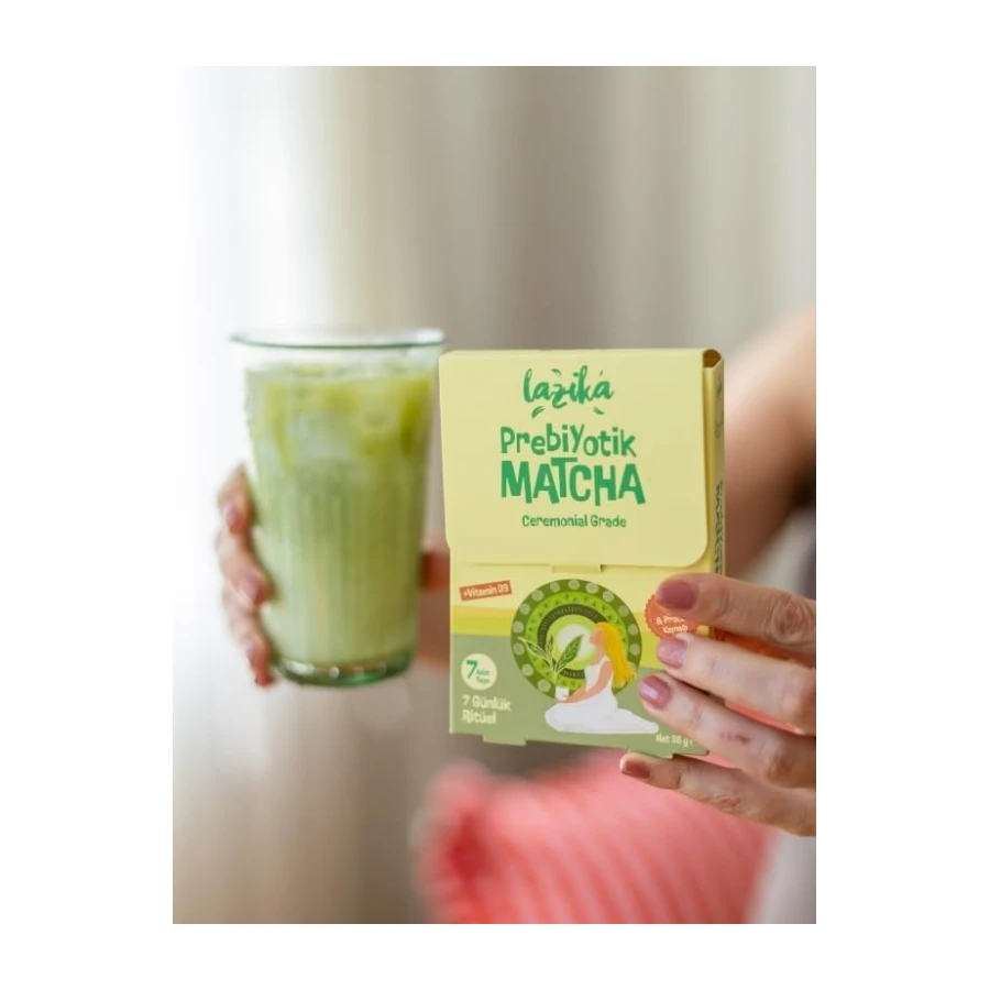 Prebiyotik Matcha 7 Saşe (35 g)- Protein, prebiyotik inülin, D3 vitamini ve keçiboynuzu unu