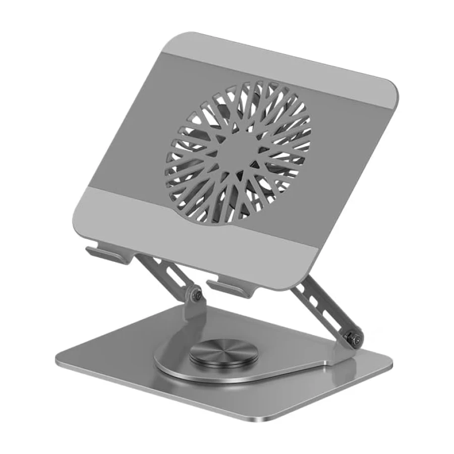 McStorey Premium Alüminyum Laptop Standı, Çıkarılabilir Manyetik Harici Fanlı, 360° Döner Ayarlanabilir Ergonomik Notebook ve MacBook Standı, Aktif Soğutmalı Laptop Yükseltici, 10-17 İnç Gri