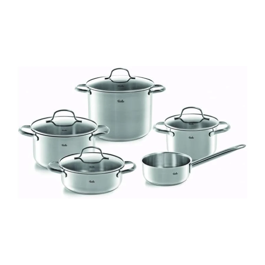 Fissler Toronto tencere seti, paslanmaz çelik 18/10 (9 parça, saplı tencere çapı: 16 cm; et tenceresi çapı 1: 16 cm, 20 cm, 24 cm; kızartma tenceresi çapı 1: 20 cm)