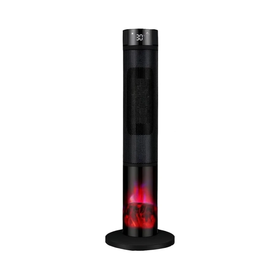 ROBO Şömineli Seramik Kule Tipi Dikey Isıtıcı, 2000W, Siyah, Kule, İç Mekan, Elektrikli, Seramik Isıtma, Uzaktan Kumandalı