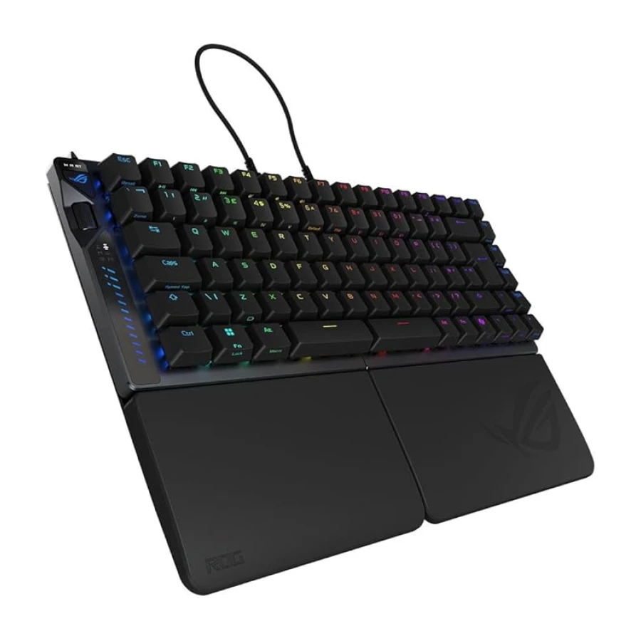 ASUS ROG FALCATA HFX ABS 75% AYRILABİLİR TÜRKÇE OYUNCU KLAVYESİ, MANYETİK HOT-SWAPPABLE SWITCHLER, 8K WIRELESS BAĞLANTI, RAPID TRIGGER MODU, KONTROL TEKERİ, ZONE MODE, 4 KATMANLI YALITIM VE AYRILABİLİ