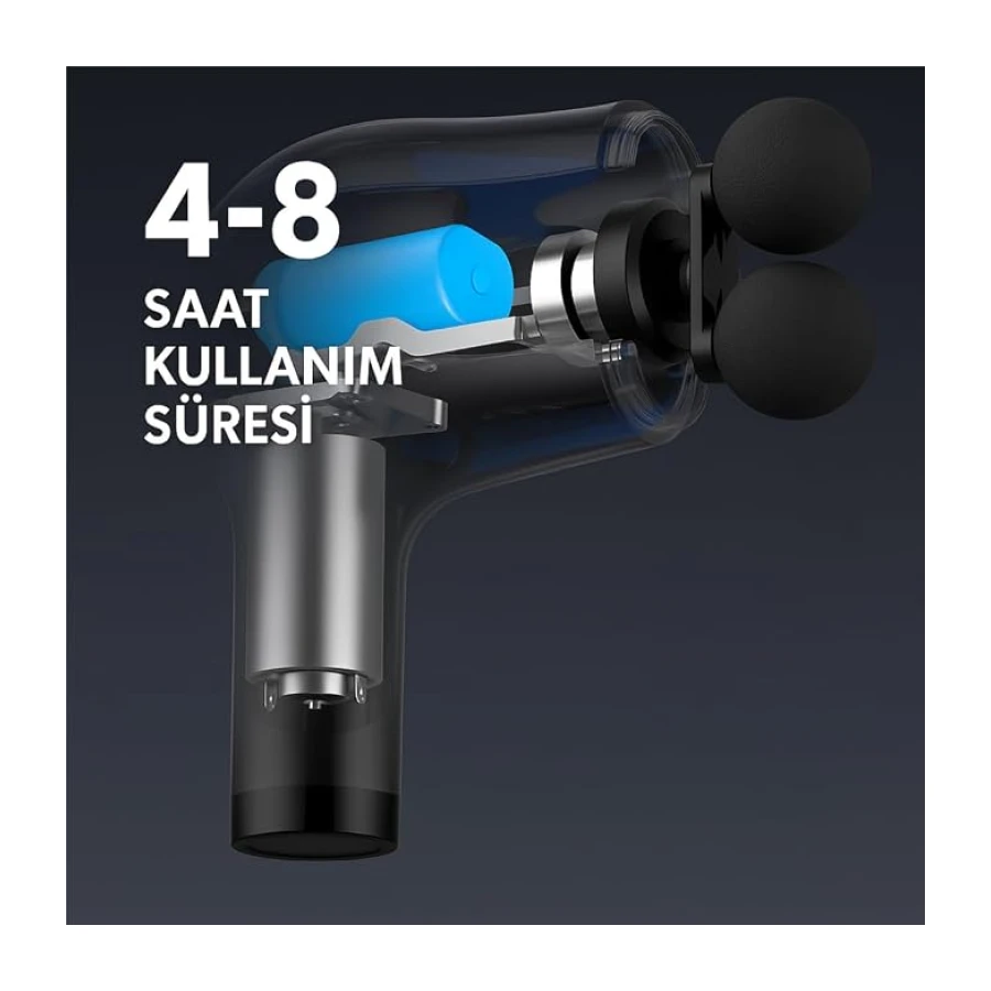 6 Kademeli Masaj Aleti, Taşınabilir Masaj Tabancası, Değişebilen 4 Farklı Başlık, 3200 Rpm Titreşim Gücü, 1800 Mah Batarya, Omuz, Boyun, Sırt, Bel, Kol ve Bacak Ağrıları İçin, Type-C Girişli