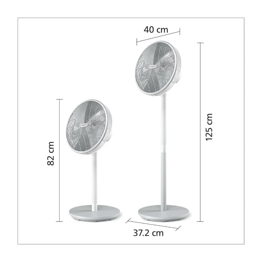 PHILIPS SilentWings teknolojisi ile güçlü ve süper sessiz ayaklı vantilatör. 19 dB. 2'si 1 arada masa ve ayaklı vantilatör. Eğim ve salınım ayarlanabilir. 12 saatlik zamanlayıcı. Beyaz.