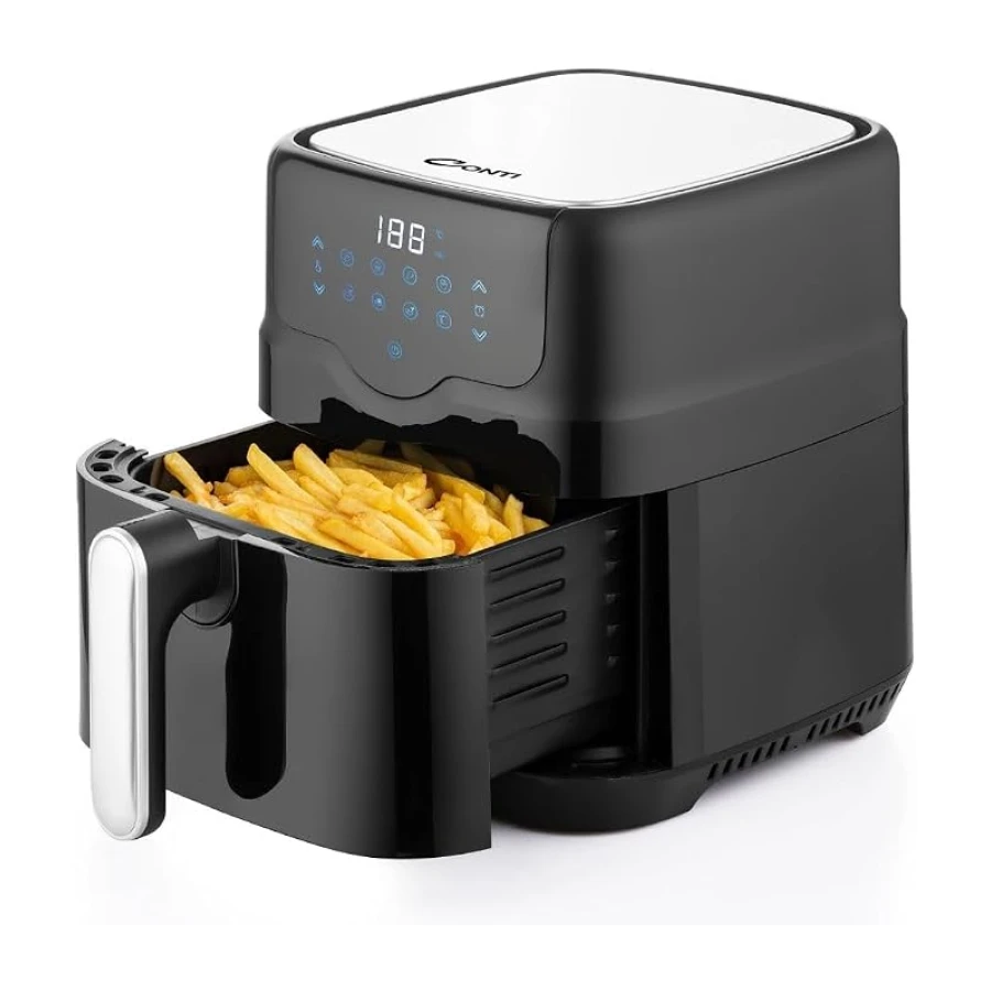 Conti CDF-451 Prime Airfryer Yağsız Fritöz 4.5 L, Dijital Dokunmatik LED Ekran, 8 Otomatik Program, 80-200°C Sıcaklık Ayarı, Yapışmaz Hazne,Kolay Temizlik