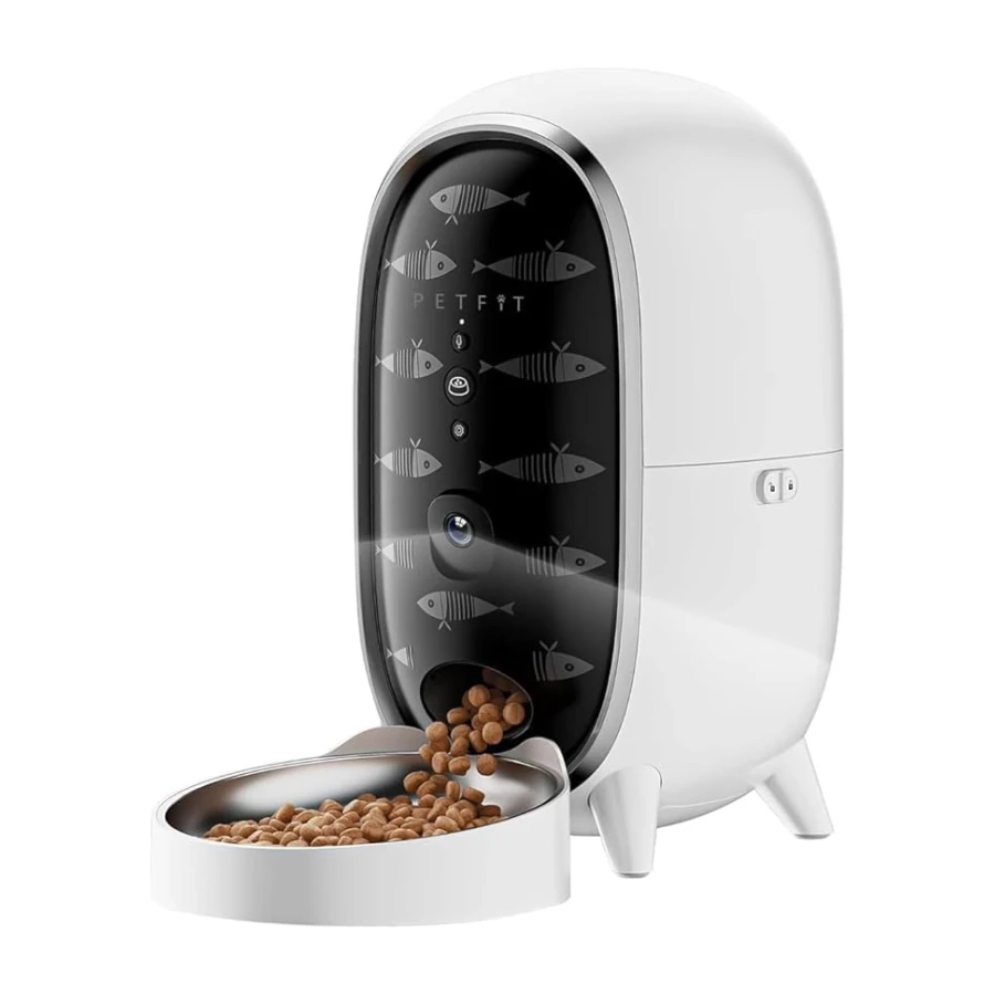 Meow Pure Akıllı Otomatik Kedi Mama Kabı, 3L Kapasiteli, WiFi Kameralı, Mobil Uygulama Kontrollü, Sesli Komutlu, Beyaz
