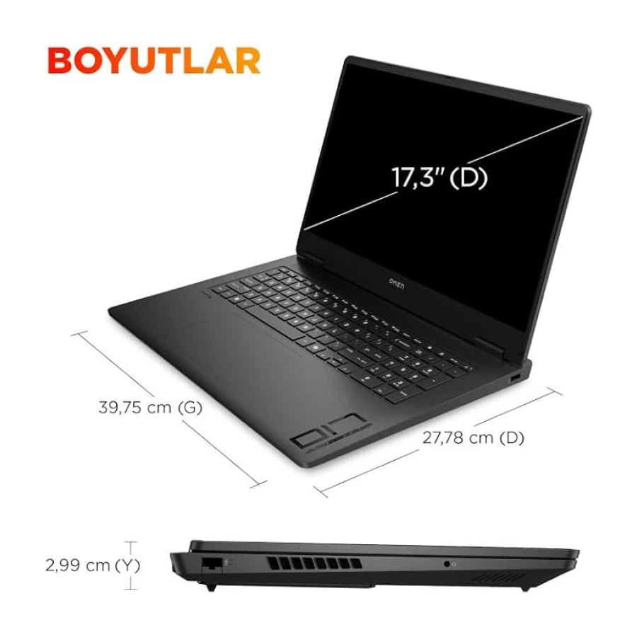 HP Omen | NVIDIA GeForce RTX™ 5060 8GB | 17 inç 48-144 Hz, IPS Ekran | AMD Ryzen™ AI 7 350 | 24 GB DDR5 | 1 TB PCIe® NVMe™ M.2 SSD | FreeDOS | Gaming Laptop | C2EZ3EA