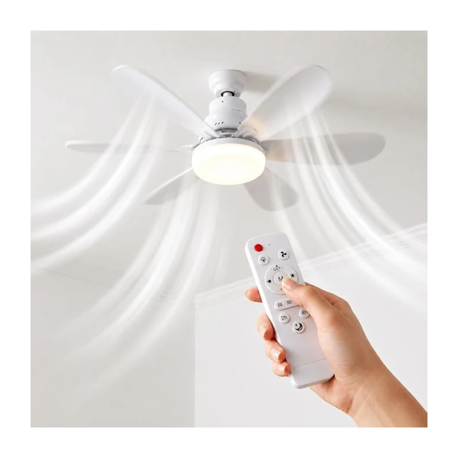Coverzone 40W Tavan Tipi Fan Uzaktan Kumandalı LED Aydınlatmalı 52 cm Pervane 3 Kademeli Hız Ayarlı Beyaz Doğal Sıcak Işık,Zamanlayıcılı Sessiz, Hafıza Fonksiyonlu Ekonomik Versiyon | (V40W - Beyaz)
