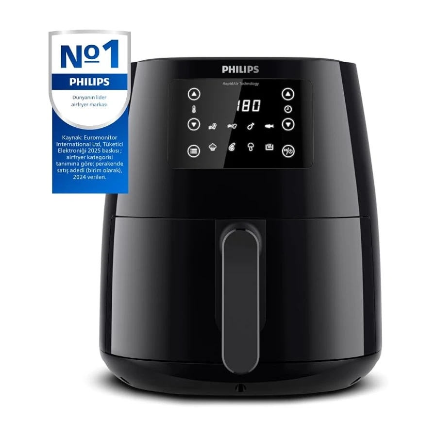 Philips Airfryer 3000 Serisi L - 4,1L, 13'ü 1 arada işlev, 7 ön ayarlı program,%90 daha az yağ, Rapid Air, HomeID tarif uygulaması, sıcak tutma, bulaşık makinesinde yıkanabilir
