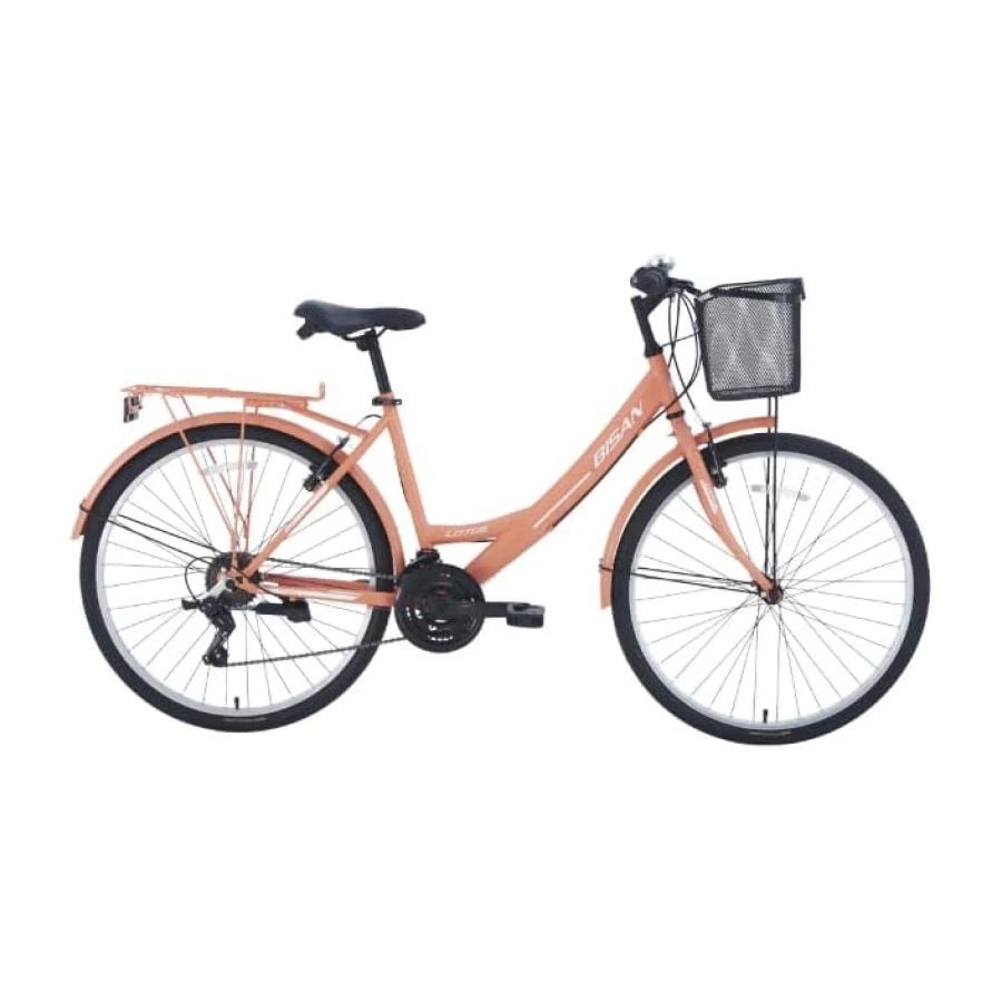 Bisan Lotus Kadın Şehir Bisikleti 44Cm V 26 Jant 21 Vites Mercan Beyaz