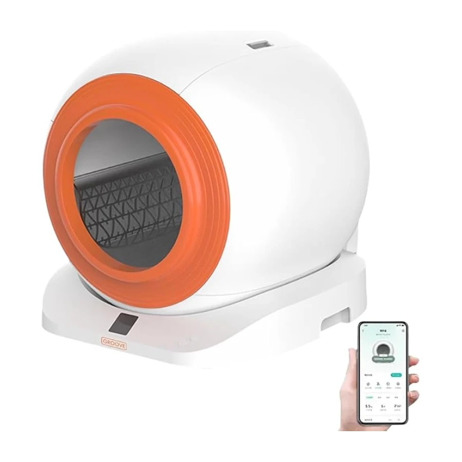 Groove Q-Clean WiFi Otomatik Akıllı Kedi Tuvaleti Turuncu Yeni Versiyon
