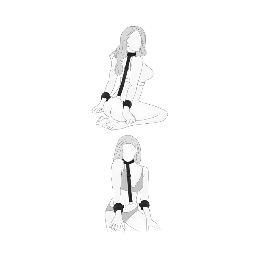 Sınırsızmarket Premium Fetiş Fantezi Set, Suni Deri El ve Boyun Kelepçesi, Siyah, Ayarlanabilir, Yetişkin Unisex, Yumuşak İç Yüzeyli, Ergonomik Tasarım Tek Beden
