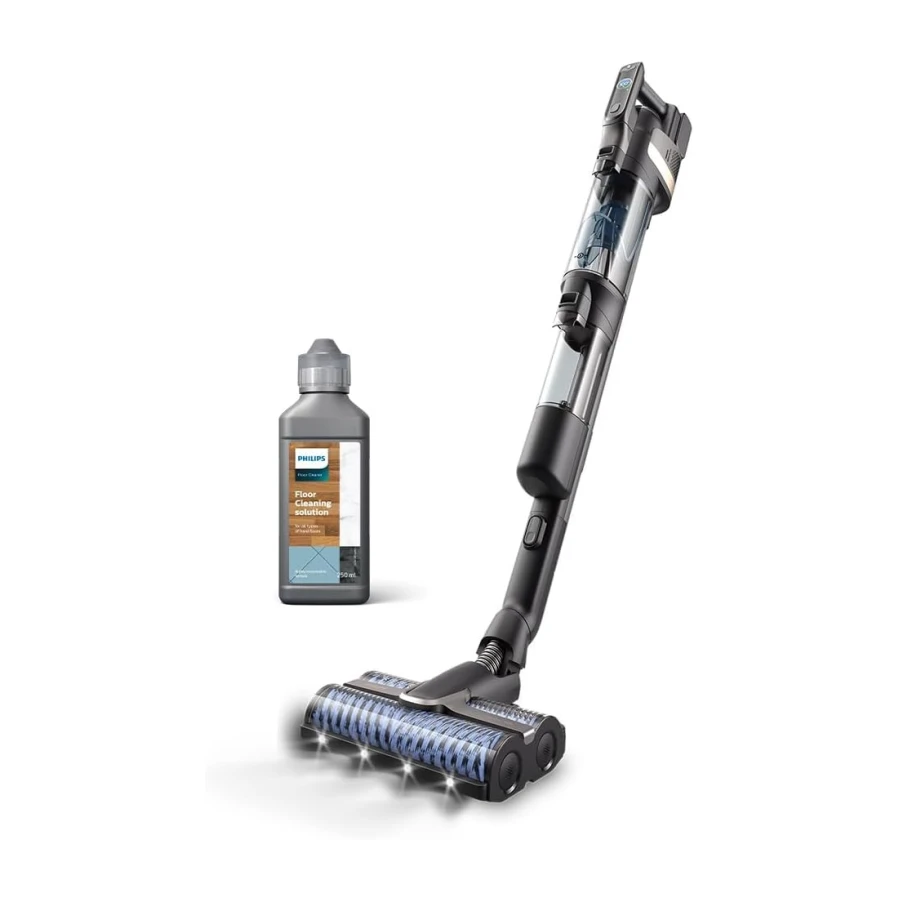Philips 9000 Serisi AquaTrio Kablosuz Dikey Süpürge (XW9463/11) ve Philips Aqua Trio Uyumlu Zemin Temizleme Solüsyonu (XV1792/01)