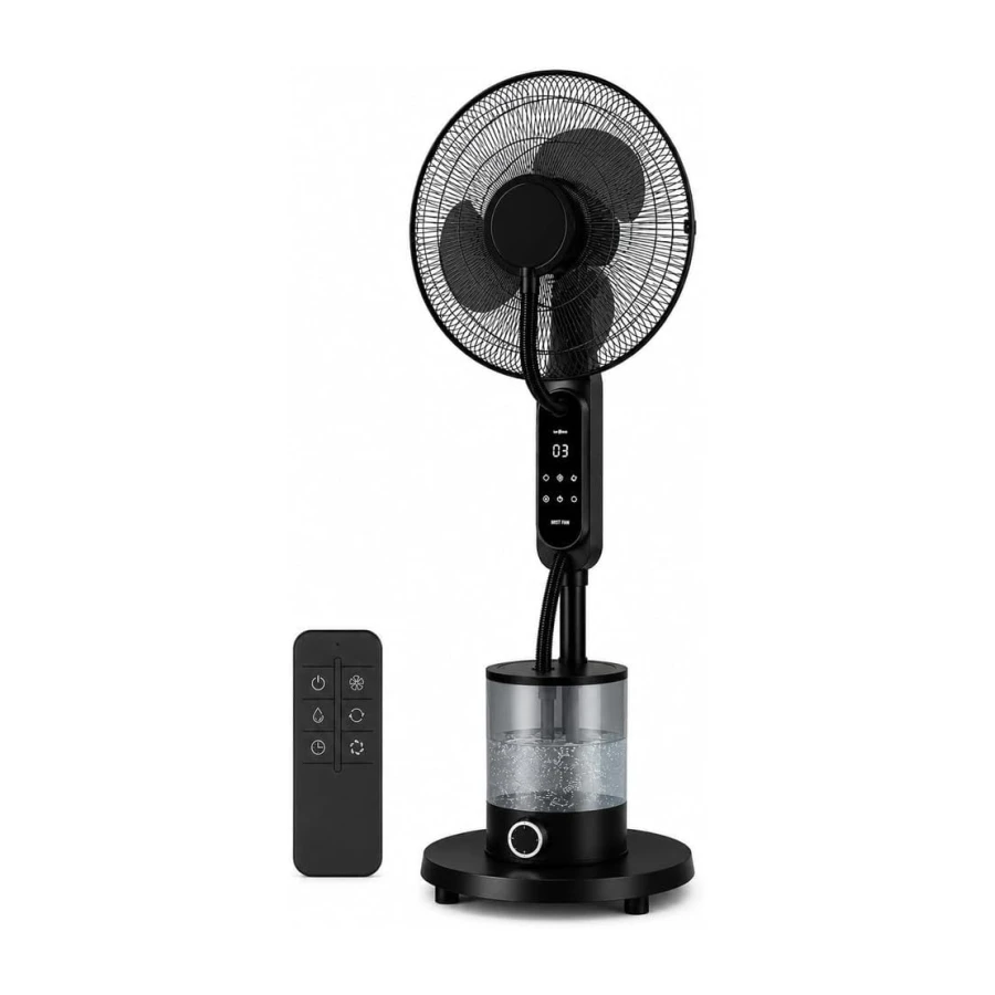 16 İnç Buharlı Vantilatör, 4L Su Hazneli Ayaklı Fan, Uzaktan Kumandalı, LED Ekranlı, 3 Hız Kademeli, 3 Modlu, Nemlendirici Özellikli, Salınımlı Sessiz Vantilatör