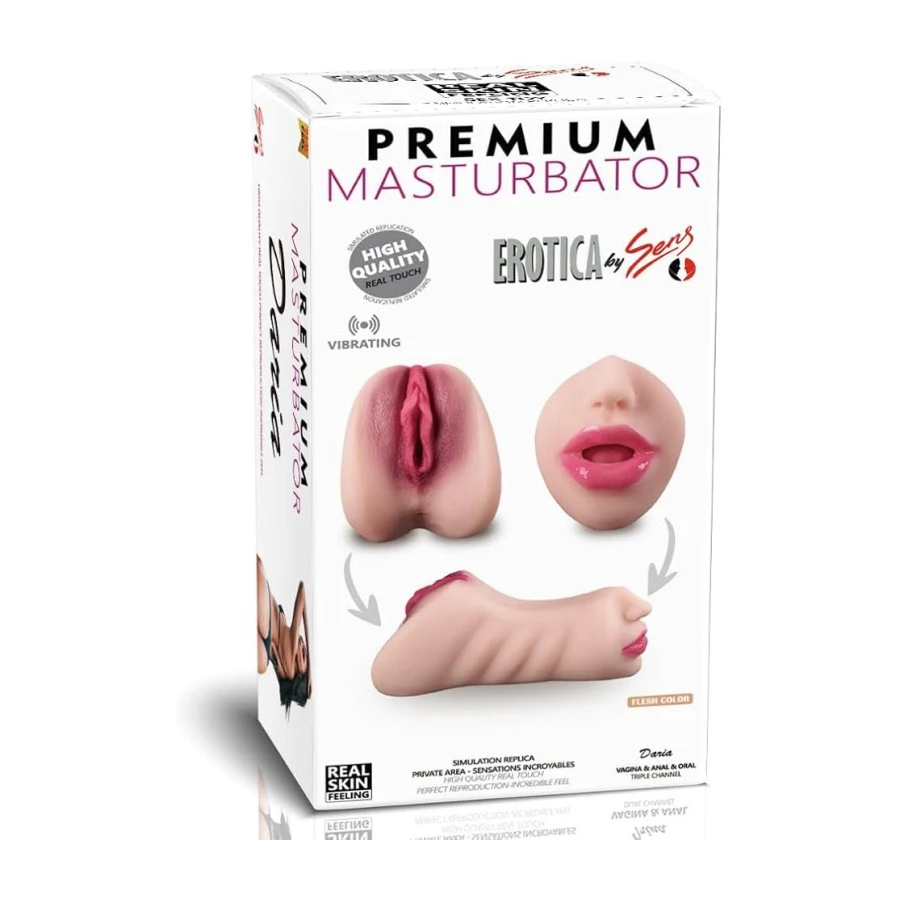PureLoveAdult Realistik Dokulu Oral Anal Vajinal 3 in 1 Titreşimli Suni Vajina Mastürbatör Gizli Kargo