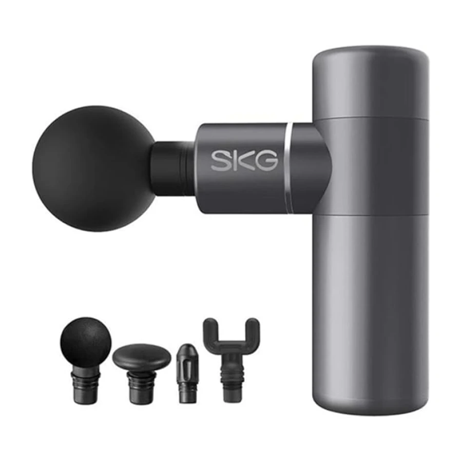 SKG F3 Masaj Tabancası Gray, 4 Darbe Seviyesi ve 4 Başlık, 12 Saat Pil Ömrü, USB-C Şarjlı, Taşınabilir Ergonomik Tasarım, Spor Sonrası Kullanıma Uygun Masaj Tabancası – Resmi Distribütör Garantili