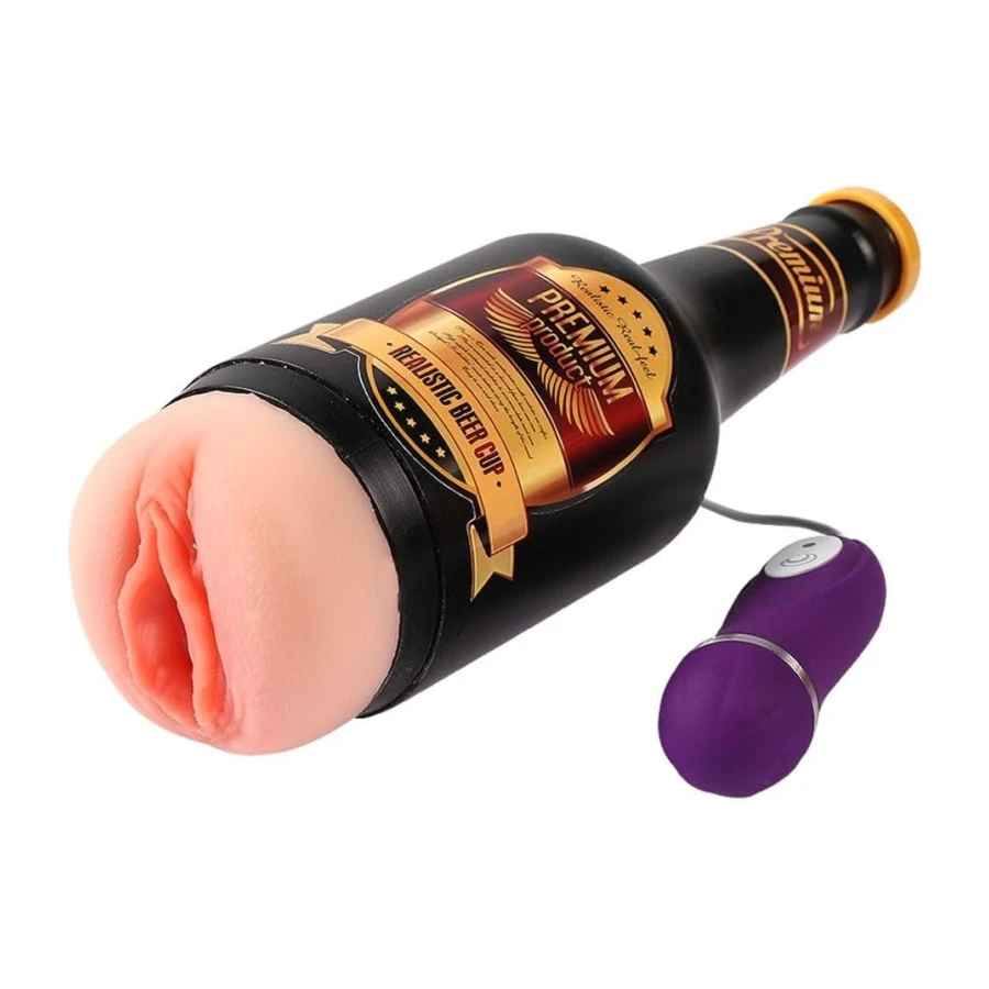 Bonilove Tırtıklı Ten Hissiyatında Titreşimli Şişe Tipi Vajina Mastürbatör