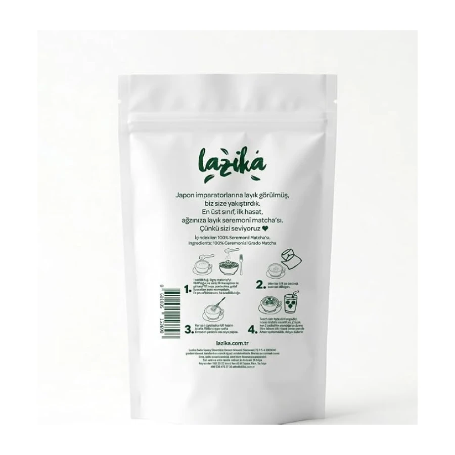 Lazika Seremoni Kaliteli Sade Matcha (50g) - özenle işlenmiş, seremonilik kalitede matcha%100 saf matcha tozu