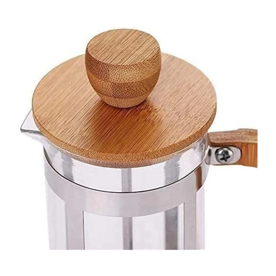 Deconox Bambu Kapak Filtre Kahve & Bitki Çayı Demleme French Press 350ml