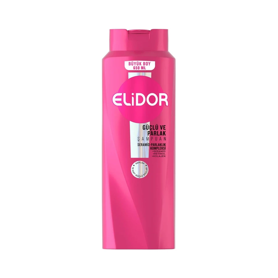 Elidor Saç Bakım Şampuanı, Güçlü ve Parlak, 650 ml
