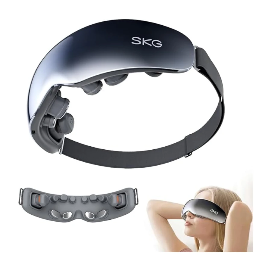 SKG E7 Göz Masaj Aleti, Isıtma ve Titreşim Fonksiyonlu, Şakak ve Göz Çevresi Masajı, Bluetooth Müzik Desteği, Taşınabilir Tasarım, 2.5 Saat Kullanım – Resmi Distribütör Garantili