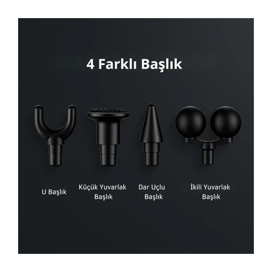 6 Kademeli Masaj Aleti, Taşınabilir Masaj Tabancası, Değişebilen 4 Farklı Başlık, 3200 Rpm Titreşim Gücü, 1800 Mah Batarya, Omuz, Boyun, Sırt, Bel, Kol ve Bacak Ağrıları İçin, Type-C Girişli
