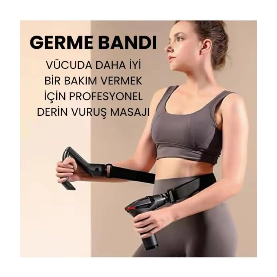 SMAYLING Ergonomik Masaj Tabancası - Uzatma Aparatı & Germe Bandı Dahil | 3200 RPM Derin Doku Masaj Cihazı | 4 Başlıklı, Dijital Göstergeli, 1800mAh Taşınabilir Kas Masaj Aleti