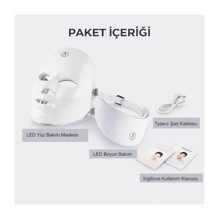 HyMark Yüz ve Boyun Güzellik Cihazı LED Yüz Maskesi Foton Maskesi 7 Renkli Cilt Bakım